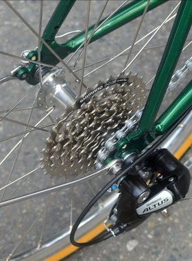 速发20英寸8速深绿色复古自行车铬钼钢变速城市休闲自行车