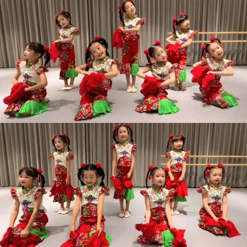 速发东北秧歌演出服儿童手绢花道具俏丫头山妞妞舞蹈喜庆开门红表