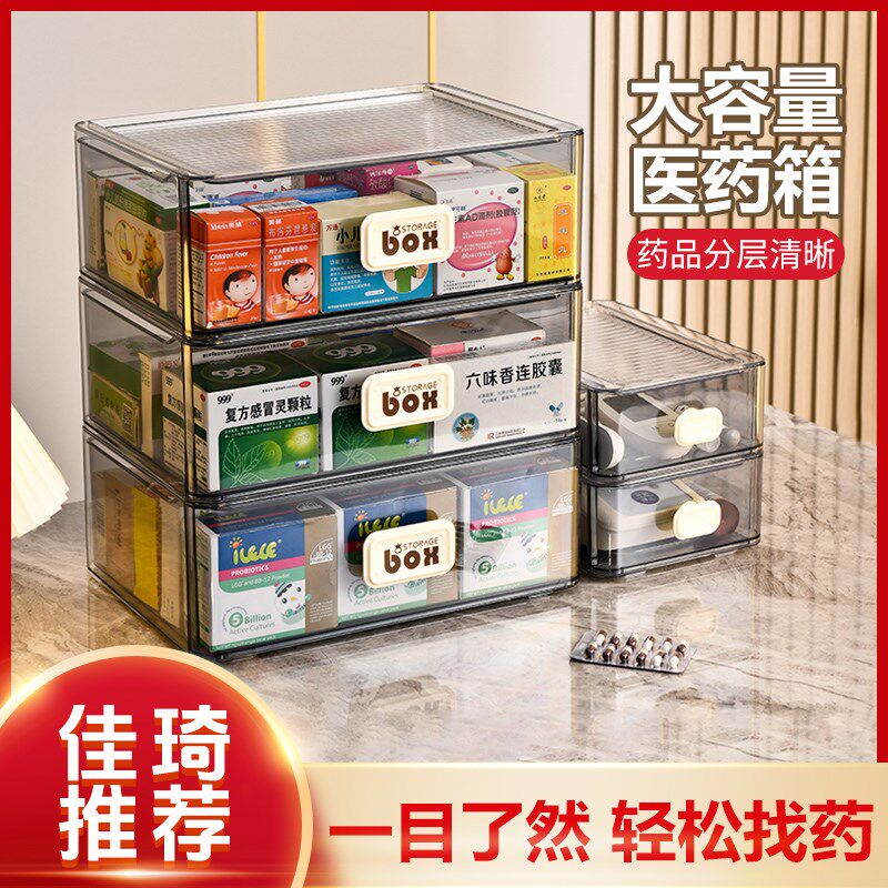 速发家庭装医药层收纳盒收容量抽屉式透明多箱大纳柜家用药箱