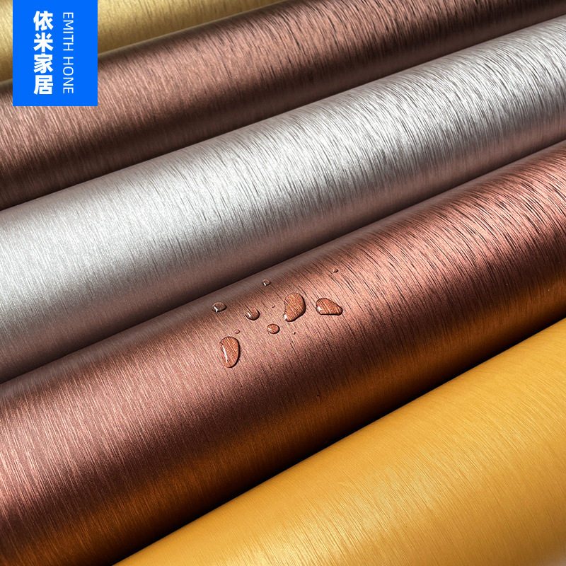 3D仿金属拉丝贴纸电梯门电器橱柜展柜装饰墙纸自粘壁纸防水波音片