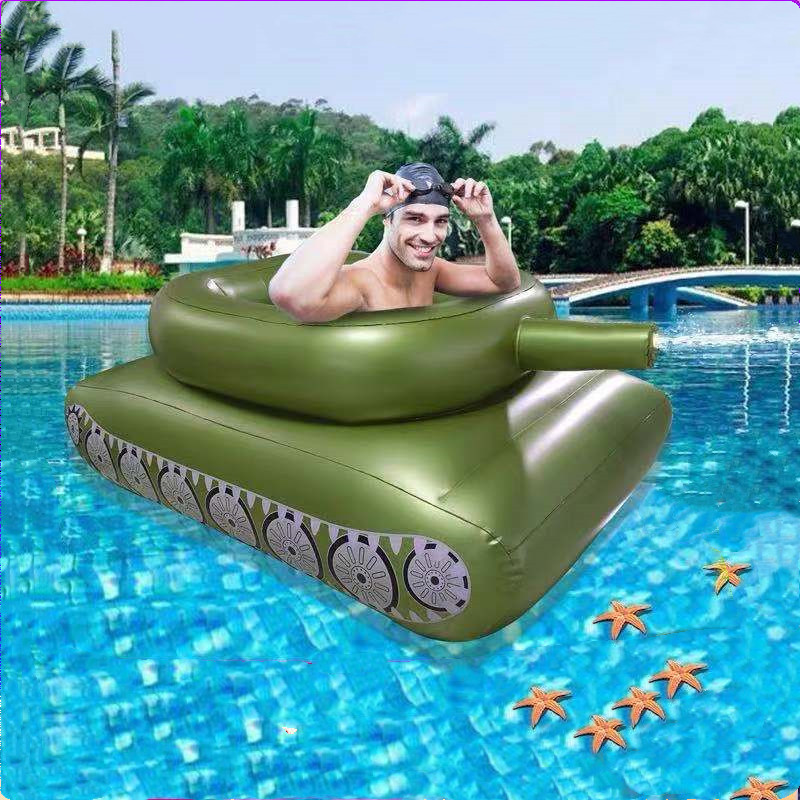 现货充气坦克夏季网红水上玩具游泳圈喷水池式射水枪摩托艇救生圈