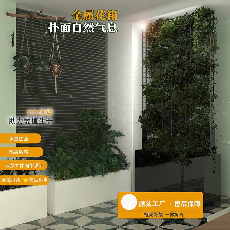 爬藤架花箱金属不锈钢花盆室外隔断花箱铁线园艺花架植物支撑网架
