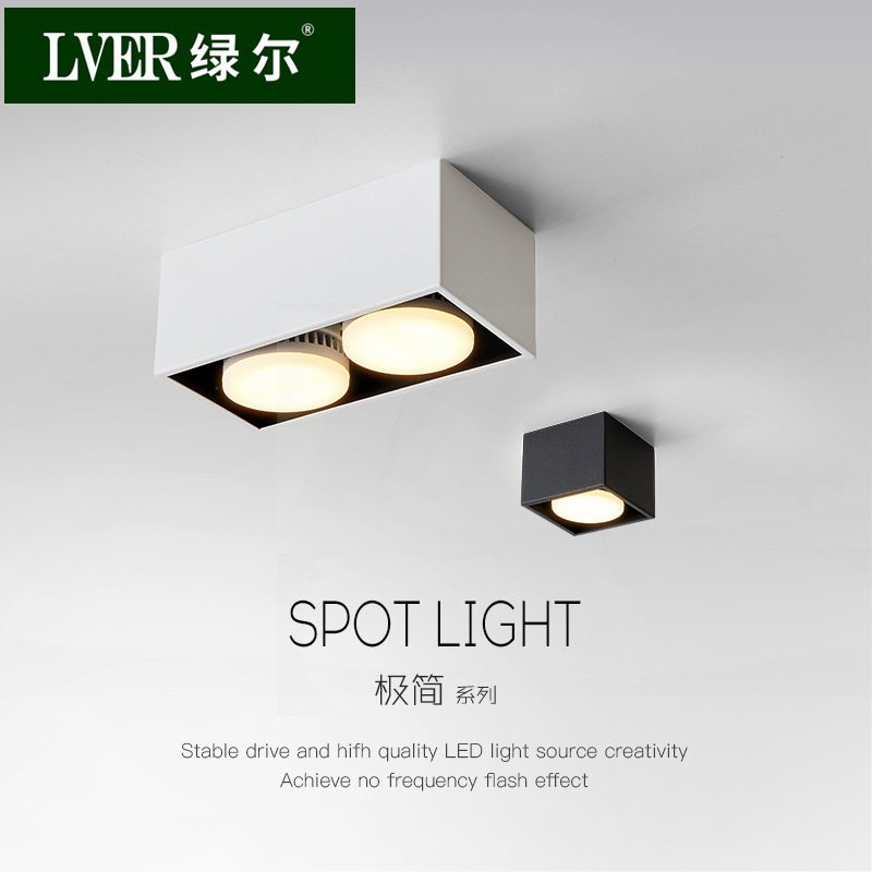 明装筒灯照明盒子灯双头斗胆灯格栅灯过道玄关吸顶射灯led灯