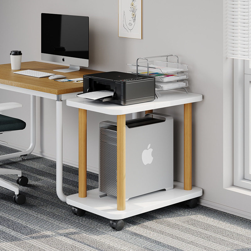 打印机置物架落地办公室多层可移动整理柜工位桌下电脑主机托架子