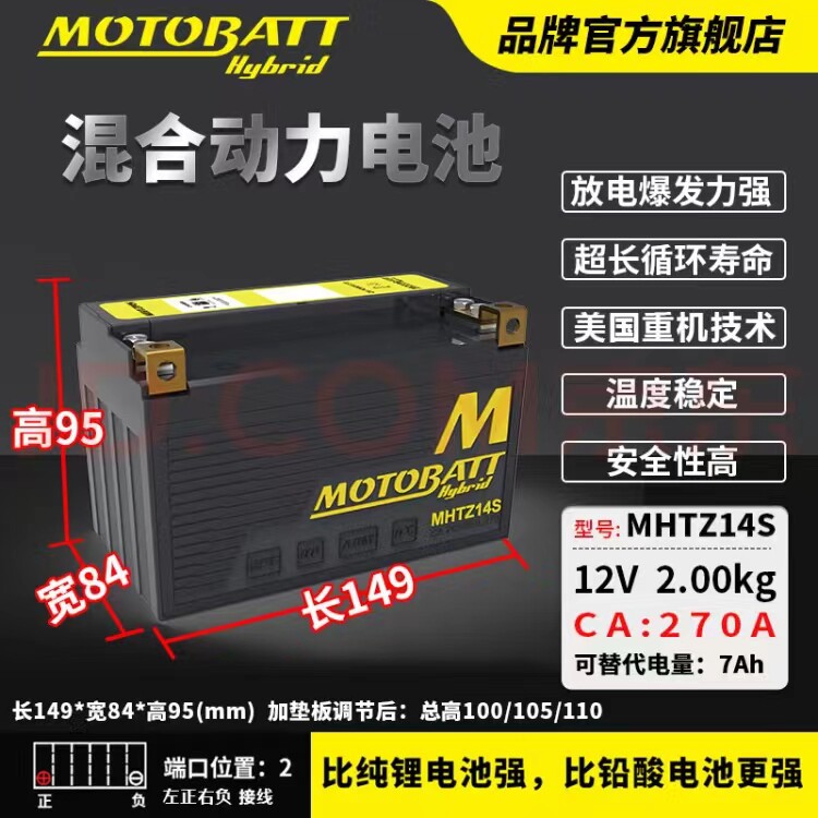 MOTOBATT电瓶川崎忍者贝纳利500宝马310电池铅锂混动蓄电池大排量