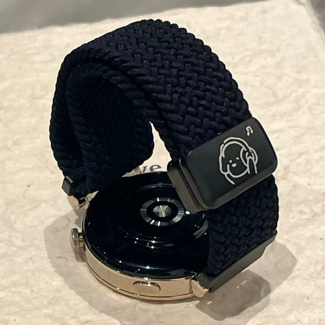 可爱音乐小狗适用华为GT6/GT5尼龙编织磁吸表带华为Watch5/4高级gt4运动FIT5/Fit4GT3gt2智能OPPOWatchX2Mini