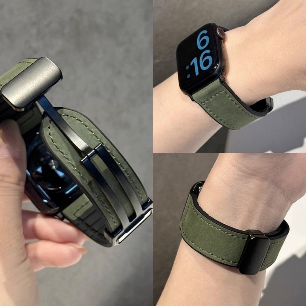 适用iwatchs10真皮硅胶折叠表带