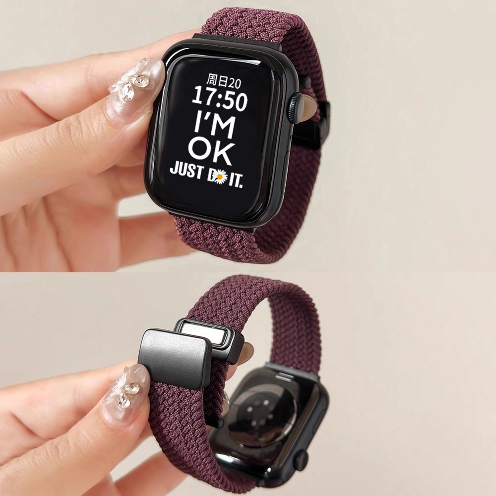 磁吸扣尼龙编织适用华为fit4表带