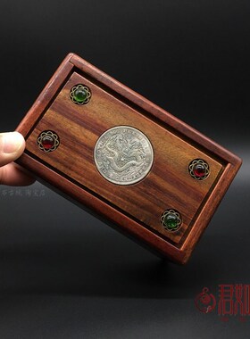速发银嵌彩物壳 带机关镶元首饰盒木盒小盒子仿古木雕储贝螺钿收