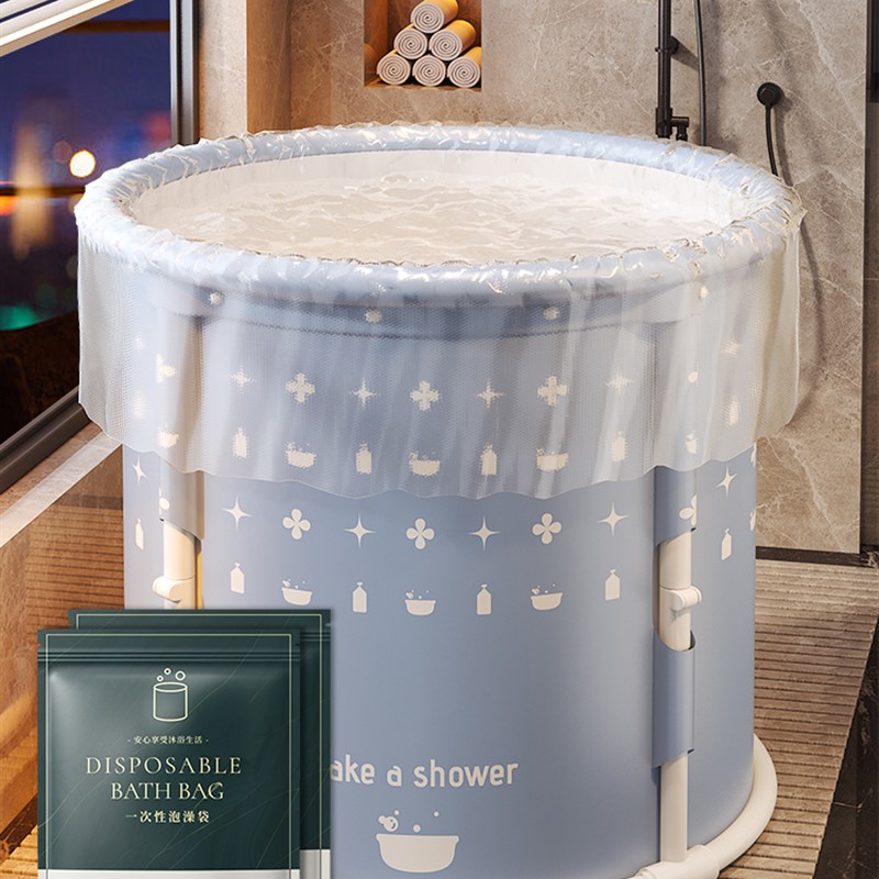 速发一次性泡浴袋圆桶洗浴澡袋家用加厚圆形澡桶塑料袋子折叠桶套
