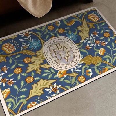 速发美式花卉复防进门入卫门口家用脚垫轻奢吸水古滑户生间硅藻泥