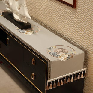 速发新中式电视柜布盖台布长方形布艺家用客厅盖鞋玄关巾柜防滑茶