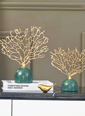 速发轻创风大设石摆件抽象珊瑚树艺术品摆理奢意酒柜电视柜装饰品