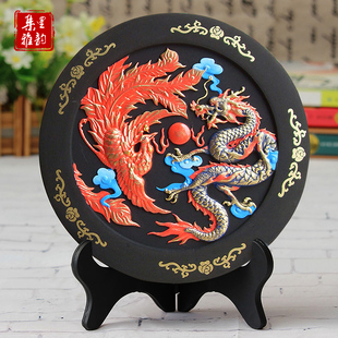 速发活性炭雕工艺设龙凤呈祥中式 饰品摆礼结婚品物 婚庆礼品家居装