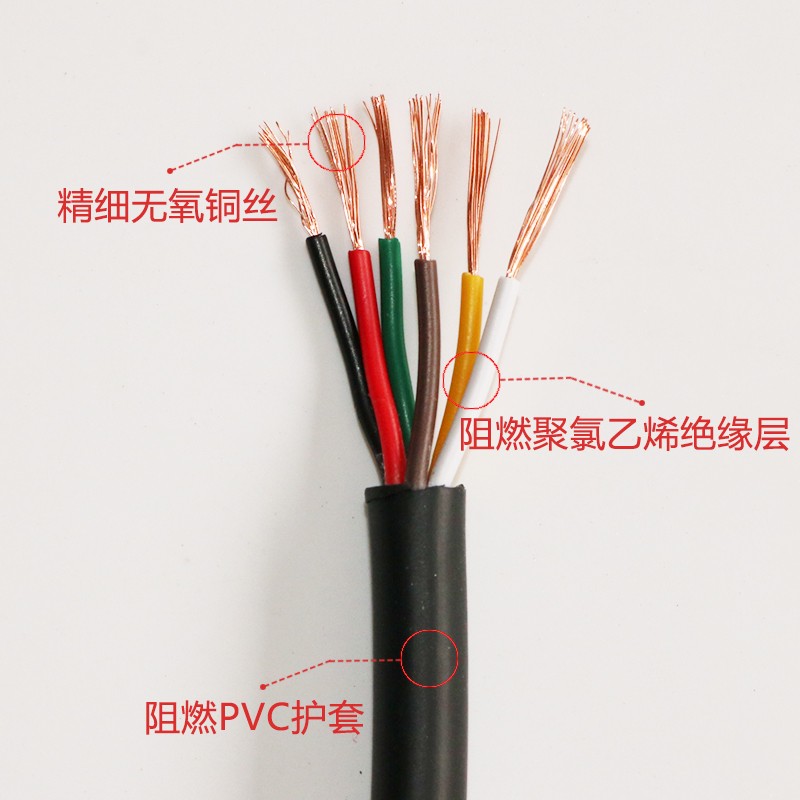 速发国标5铜阻燃软电缆R V2 芯0. 0.5 0.75 1.纯 2.5V4 6护套线