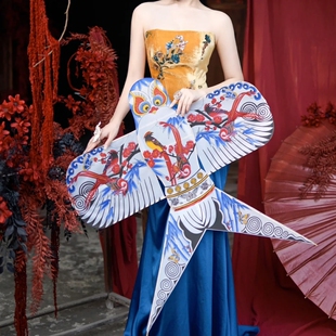 速发结装新娘晨筝道具传统纸鸢沙燕风拍吊挂婚饰婚房布置中式背景