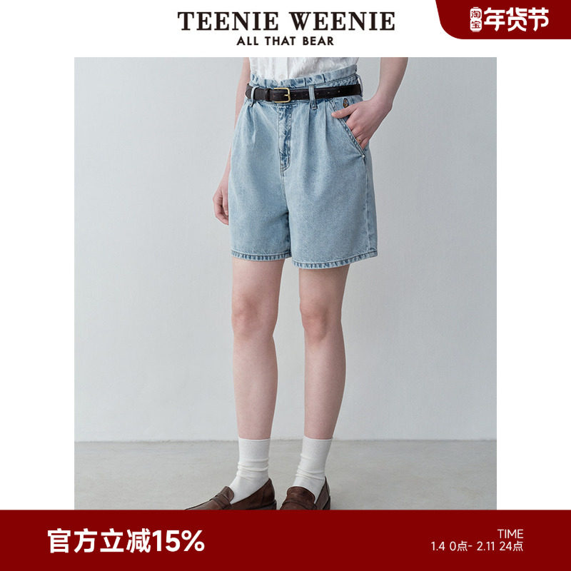 TeenieWeenie小熊女装夏装高腰简约休闲牛仔短裤宽松A字牛仔裤子,女装/女士精品,牛仔裤,淘宝优惠券,粉丝福利购,淘宝优惠卷