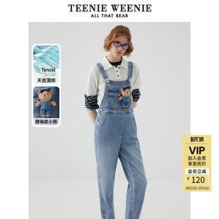 天丝混纺 牛仔连体长裤 TeenieWeenie小熊女秋季 气时尚 背带裤 元