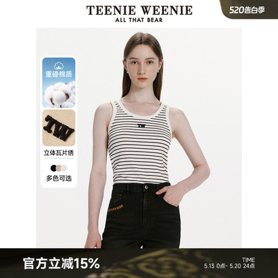 TeenieWeenie小熊女装简约夏季复古美式短款无袖吊带背心辣妹上衣