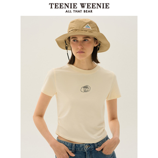 T恤多巴胺女装 TeenieWeenie小熊秋季 上衣正肩短袖 季 时髦白色短款
