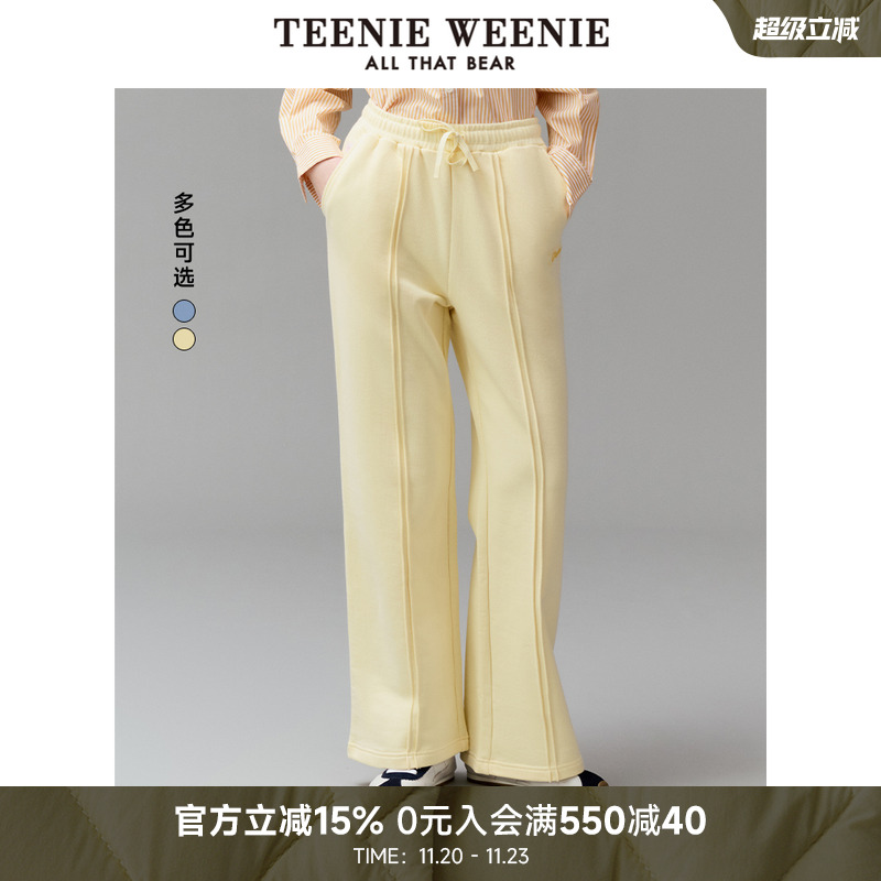 TeenieWeenie小熊女装简约卫裤2025秋季新款宽松休闲松弛感直筒裤