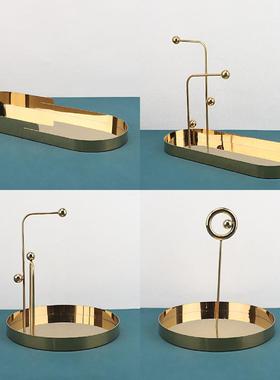 轻奢不锈钢托盘摆样板房售楼部家居桌面创意长方形托盘收纳装饰品