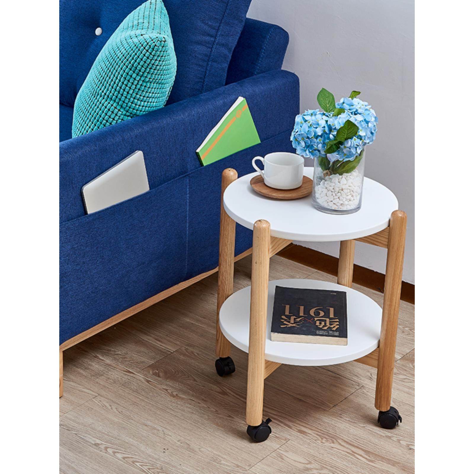 北欧沙发边几简约移动小茶几客厅圆茶桌卧室柜床头小圆桌家庭餐车