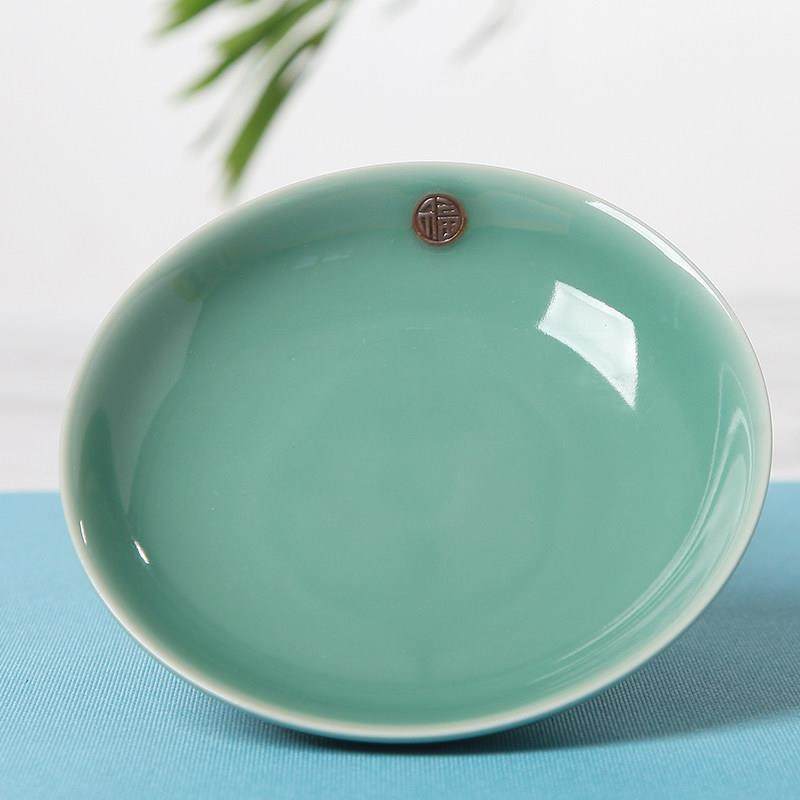 青瓷盘子菜盘家用福字盘陶瓷创意盛菜深盘汤盘天青釉面碗菜碟,餐饮具,盘,淘宝优惠券,粉丝福利购,淘宝优惠卷