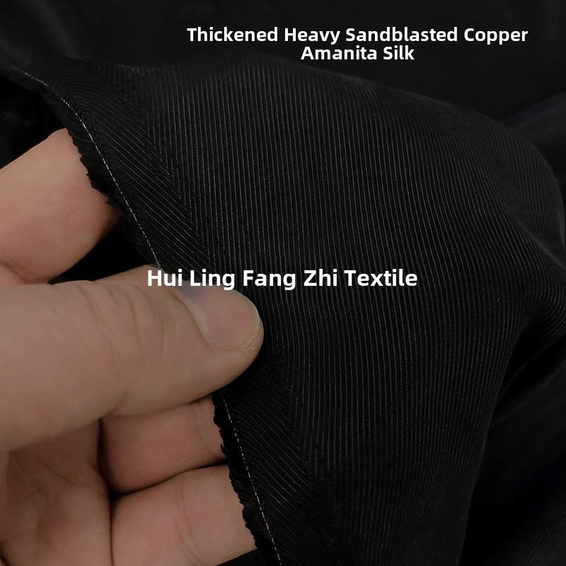 加厚重沙洗斜纹铜织物夏季褶皱黑色礼服裤旗袍服装面料