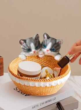 可爱小猫钥匙收纳摆件家居客厅茶几电视柜装饰品搬家乔迁新居礼品