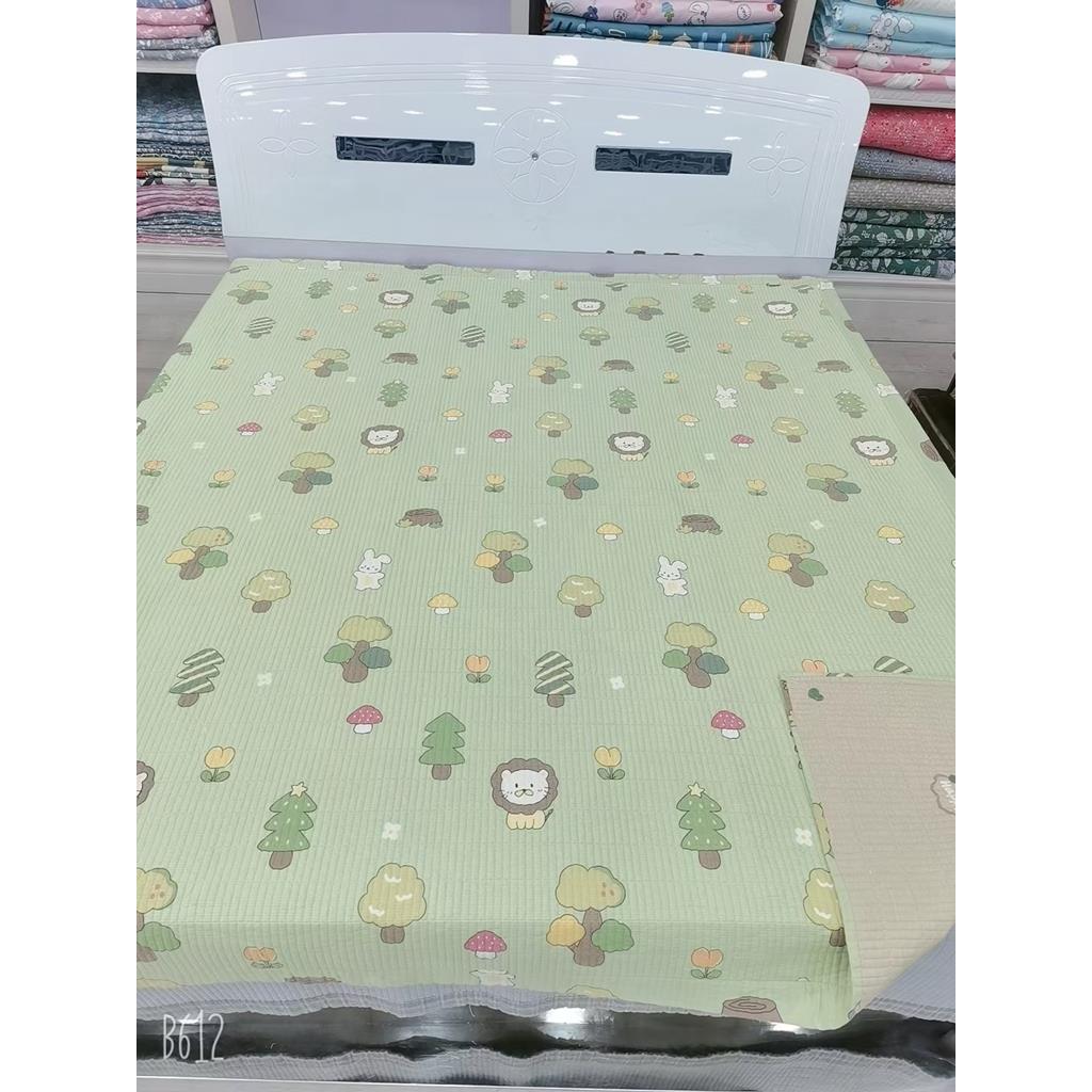 韩式纯棉水洗夹棉绗缝床盖床单双面两用榻榻米四季垫子纯棉加厚