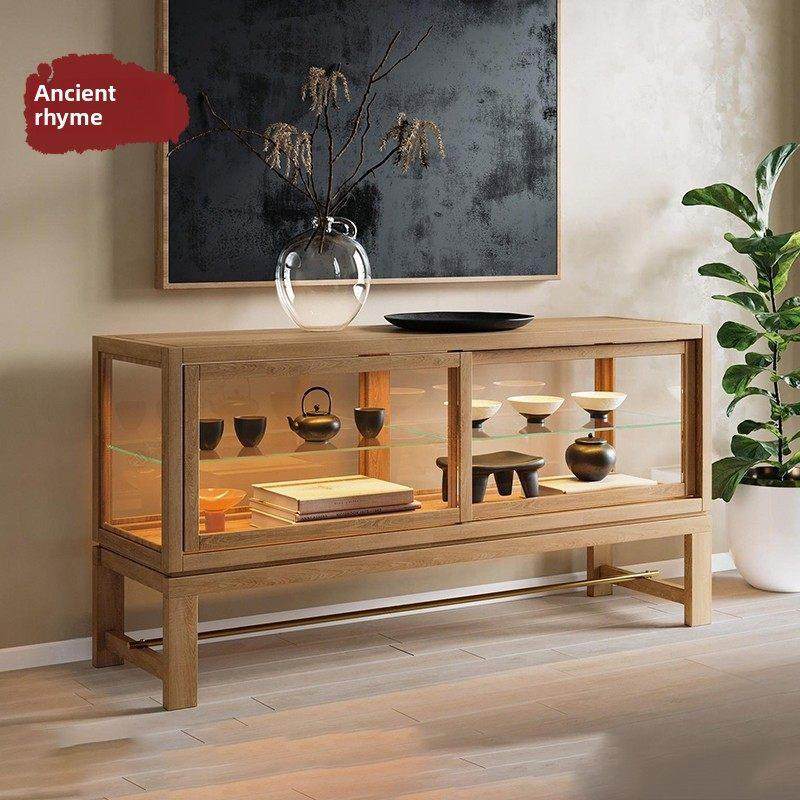 覆古Wabi-Sabi实木玻璃展示柜客厅墙入口柜展示柜新中国风灰木餐,住宅家具,餐边柜,淘宝优惠券,粉丝福利购,淘宝优惠卷