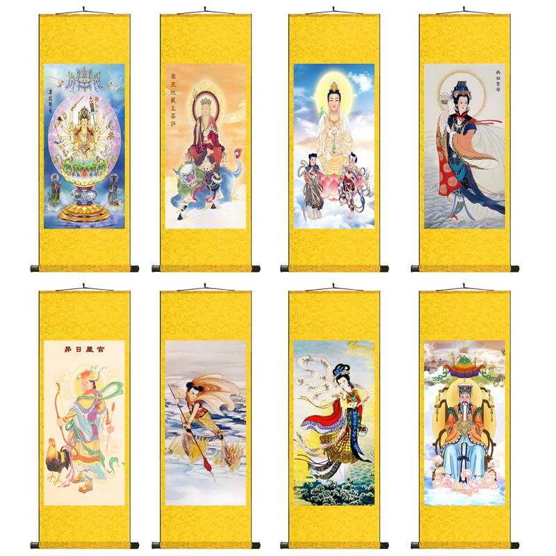 卯日星官画 画像司晨啼晓大公鸡像挂画 画地藏王菩萨观音准提佛母