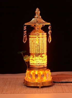 速发电动转轮经七彩佛灯家用神动灯插电转动供灯摆件电台供灯