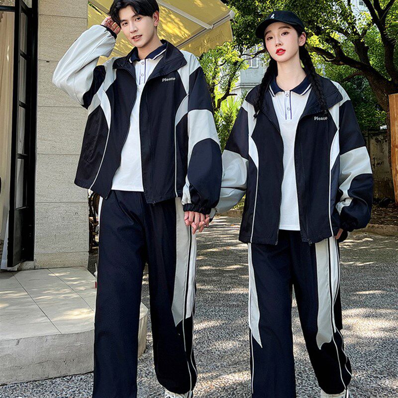 速发风院学初服中生班服运动会风衣套装中学生拼色宽松校高三件套