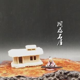 精品复古人物弹琴伯牙抚琴奇石盆景沙盘枯山水微景观树脂道具摆件