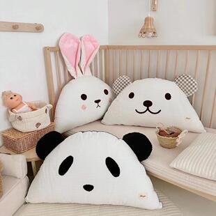 可爱儿童全棉床头靠背少女心卧室床上纯棉靠枕单人腰枕靠垫可拆洗