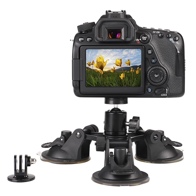 运动相机车载吸盘GoPro10/9/8/7/6/5汽车玻璃固定支架云台三吸盘图片