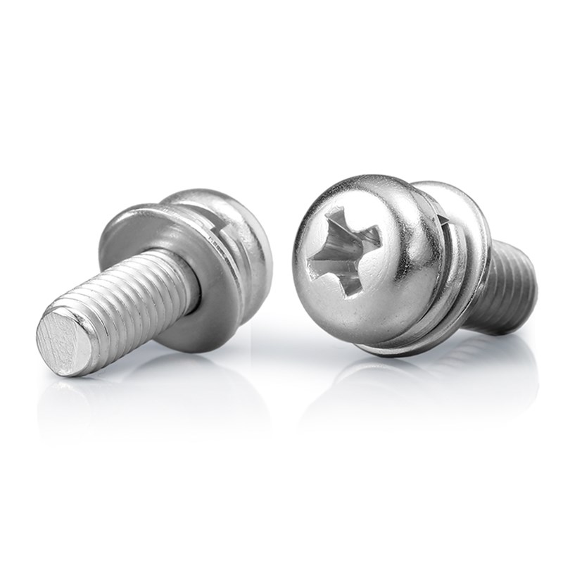 304不锈钢螺丝圆k头三组合螺钉十字盘头平弹垫螺栓M1.6M2M3M4M56M