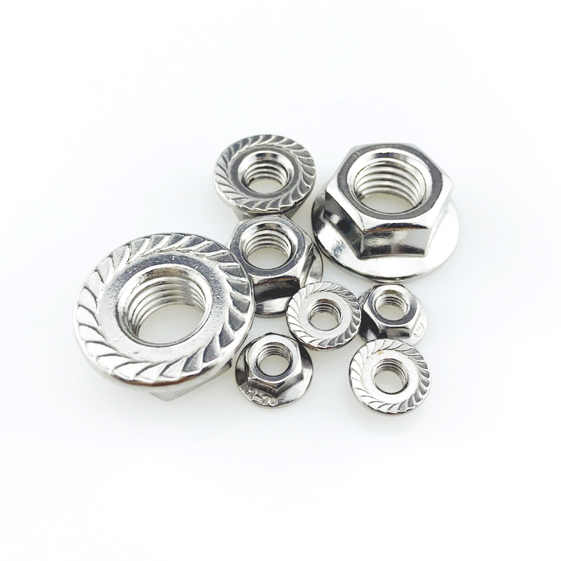 304不锈钢六角法兰面螺母\防滑防松锁紧螺帽M3M4M5M6M8M1V0M12141