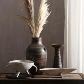 Wabi 饰样板间软装 Sabi风格 纯手工陶瓷托盘水果盘饰品客厅插花装