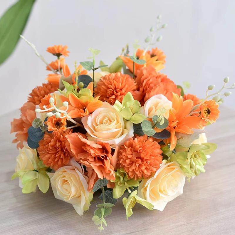 仿真假花酒店餐厅商务会议桌面摆花客厅茶几圆形桌花摆件装饰花艺