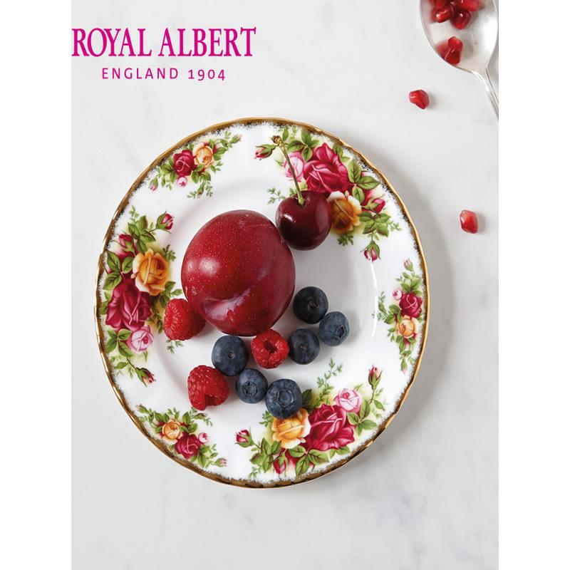 Royal Albert皇家阿尔伯特老镇玫瑰骨瓷餐盘子水果盘点心盘欧式