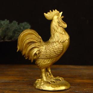 纯铜大公鸡福字元宝金钱鸡吉祥生肖鸡招财摆件家居客厅桌面雄鸡铜