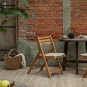 叕木 印尼柚木户外庭院花园覆古风折叠椅阳台咖啡馆实木靠背餐椅