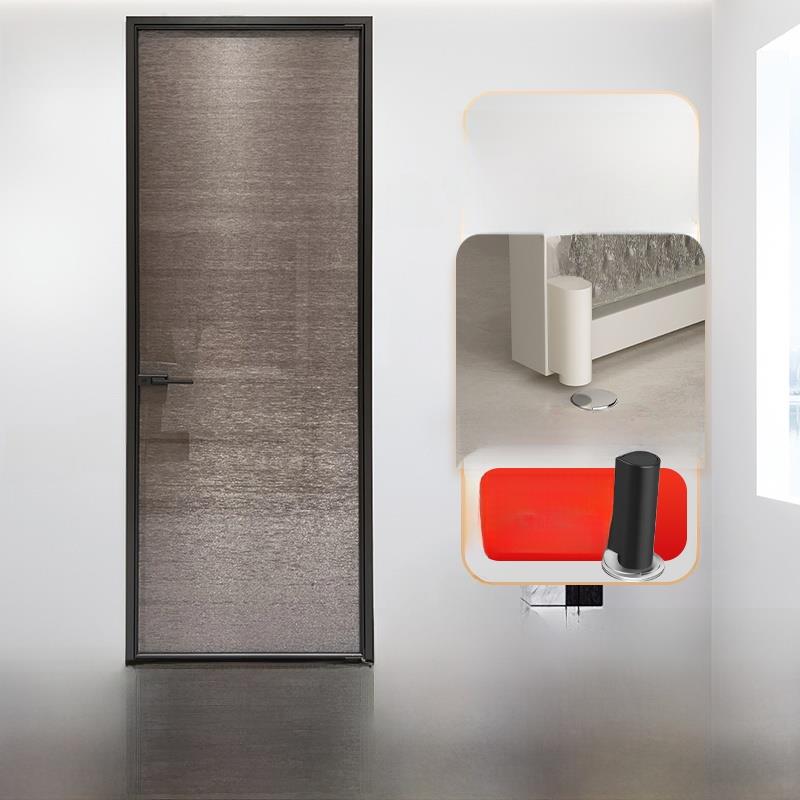 网红新款极窄夹丝玻璃平开门钛镁合金极窄卫生间门厕所门厨房门