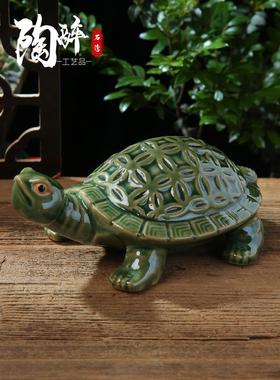 金 钱龟长寿 石湾陶瓷公仔装饰品水缸假山工艺品贺寿礼品摆件包邮