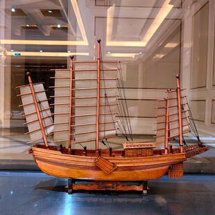 仿古中式战船郑和宝船上海沙船装饰实木船家居装饰品轻奢生日礼物