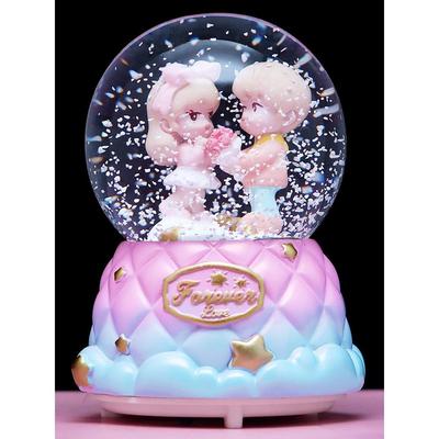 浪漫彩灯飘雪花繁星之恋玻璃水晶球情侣音乐盒七夕情人女生日礼物