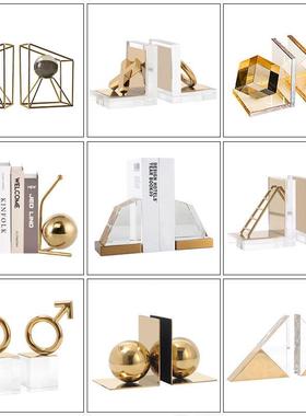 现代简约水晶书挡书立书靠摆件售楼处样板间酒柜高档书档轻奢装饰